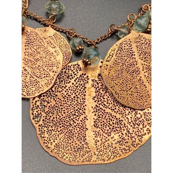 Styled by Tori Spelling Copper Leaves Blue Stones Adjustable Necklace - Picture 1 of 6